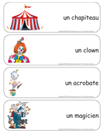 Ouvrir &eacute;tiquettes-mots g&eacute;ants-Le cirque